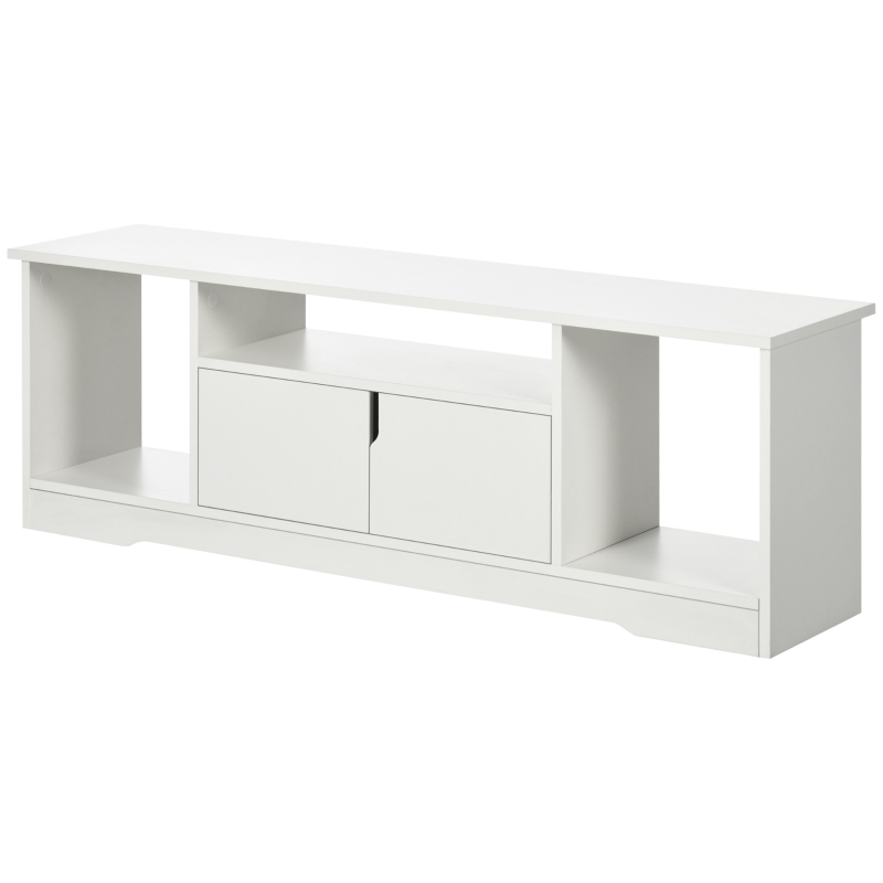 HOMCOM Mueble de TV para Televisor de hasta 42" Mesa para TV de Salón Moderna con Armario de Doble Puerta y 3 Compartimentos Abiertos 120x30x41cm Blanco