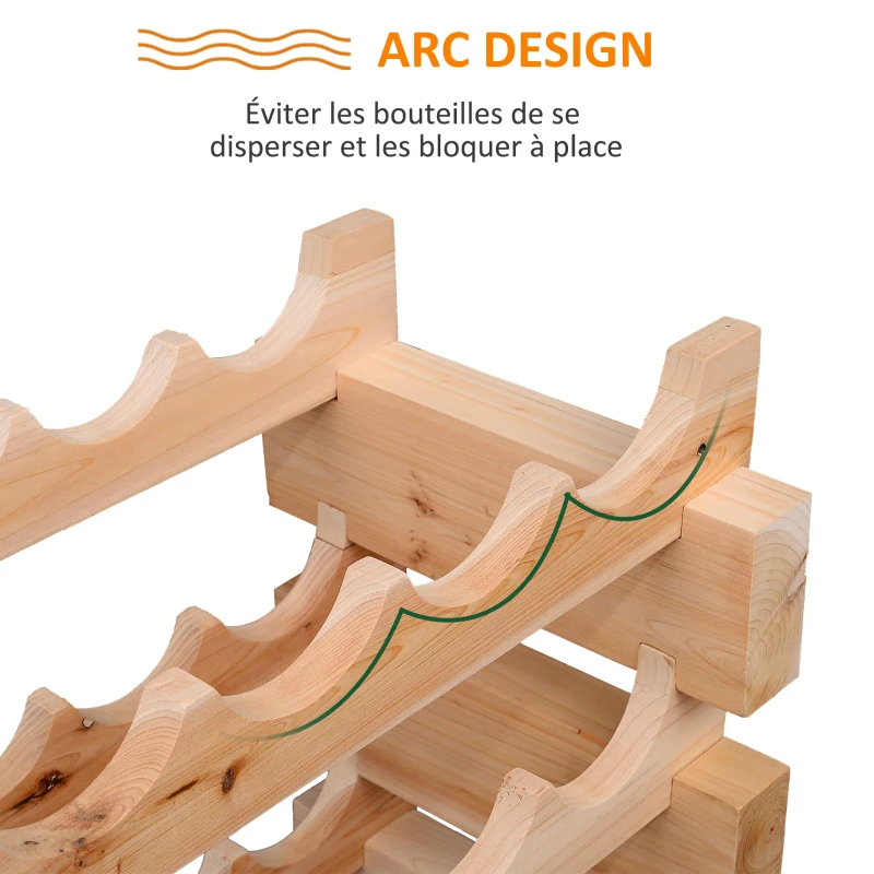 HOMCOM Étagère à bouteilles casier à vin range bouteilles horizontal 6 niveaux 72 bouteilles max. dim. 114L x 28l x 85H cm bois de pin massif