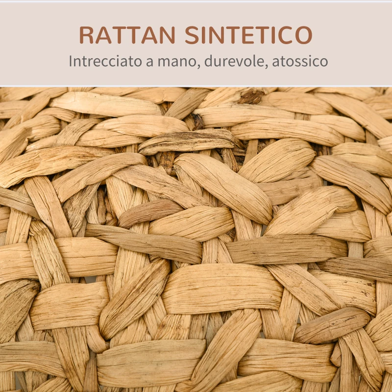 PawHut Cesta per Gatti Adulti Fino a 5kg, Cuccia per Gatti in Rattan Sintetico Marrone Φ52x58cm