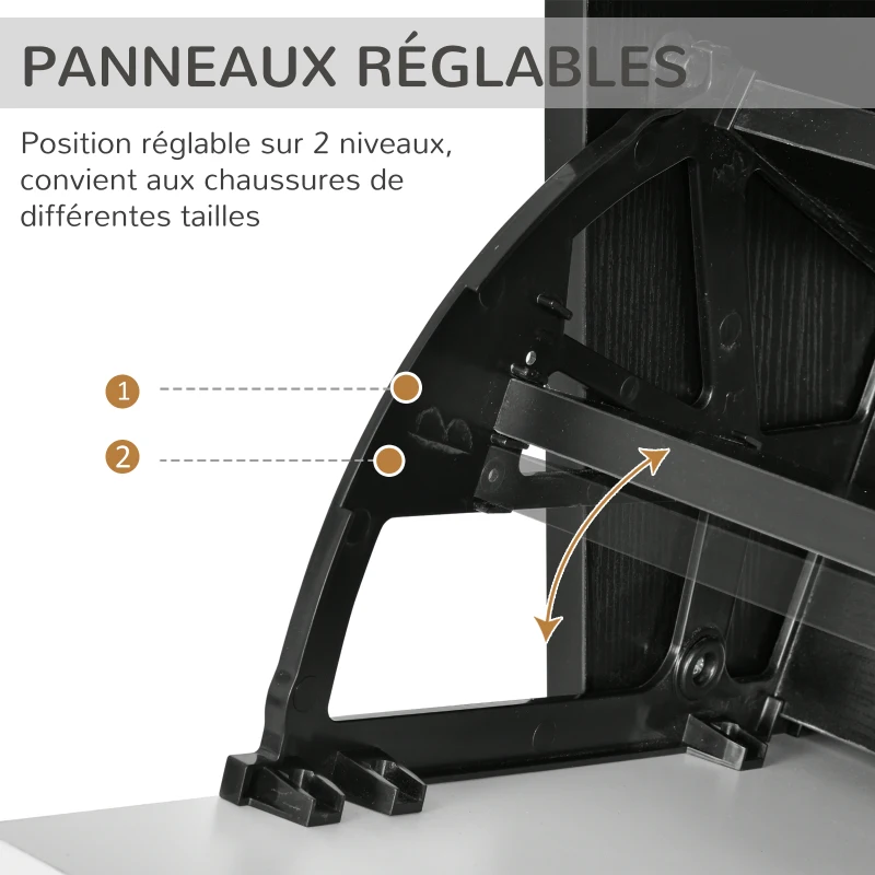 HOMCOM Meuble à Chaussures 3 Portes abattantes 3 Compartiments MDF Noir Blanc laqué