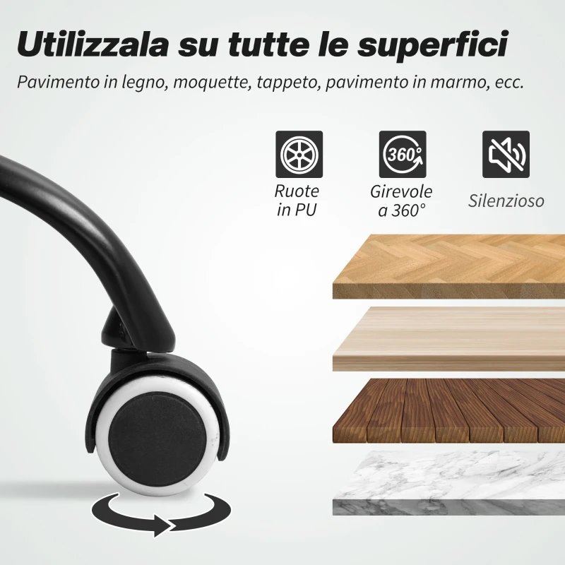 HOMCOM Sedia da Ufficio ad Altezza Regolabile con Funzione di Inclinazione, in Pelle PU, 61x62x95-105 cm, Nero