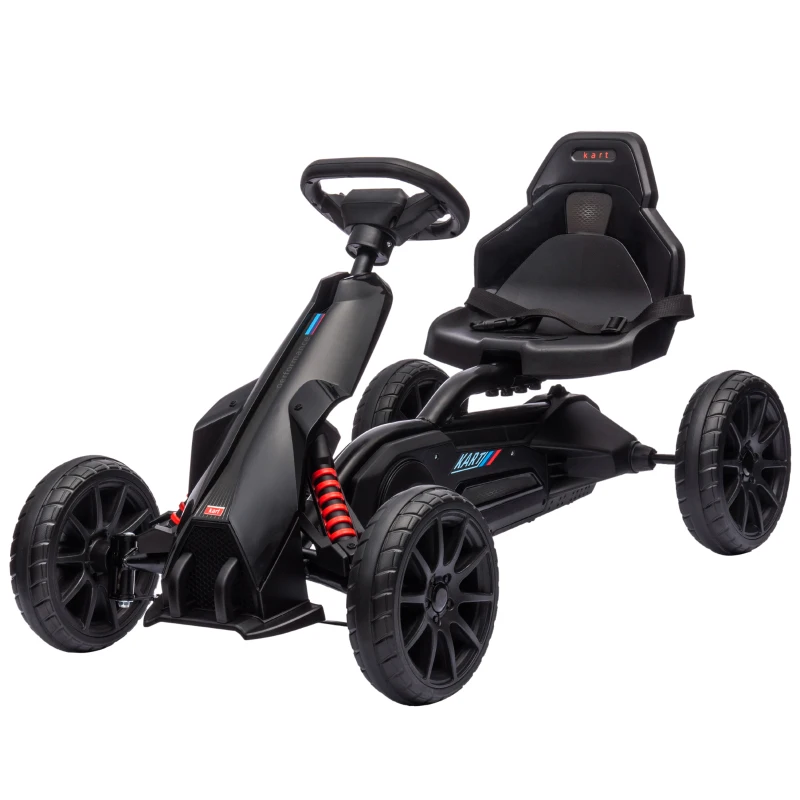 HOMCOM Kids Pedal Go Kart, with Adjustable Seat, EVA Wheels, Seat, Handbrake - Black
