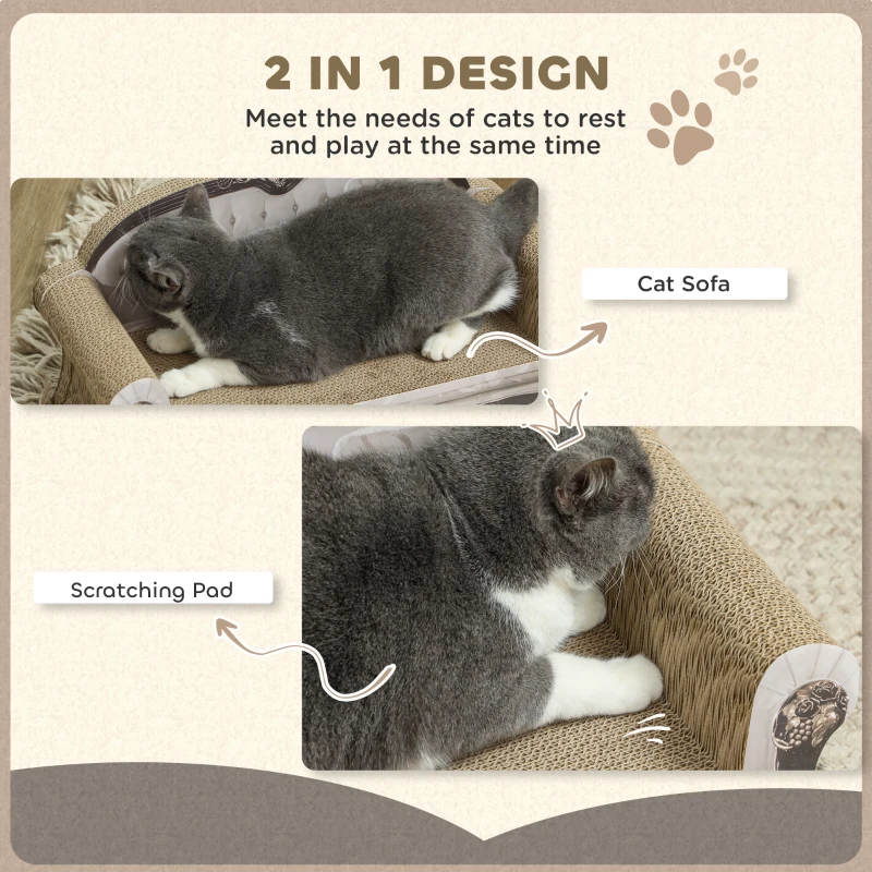 PawHut 2-in-1 Cat Scratcher with Catnip for Indoor Cats, 29.5 x 56 x 26cm, Brown