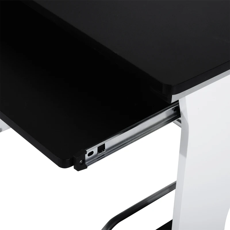 Vinsetto Scrivania per Computer con Ripiano, Cassetto e Armadietto, in MDF e Ferro, 100x52x75 cm, Bianca e Nera