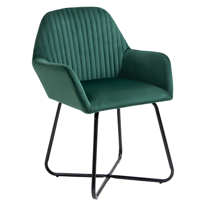 HOMCOM Modern Arm Chair Upholstered Accent Chair with Metal Base for Living Room Green