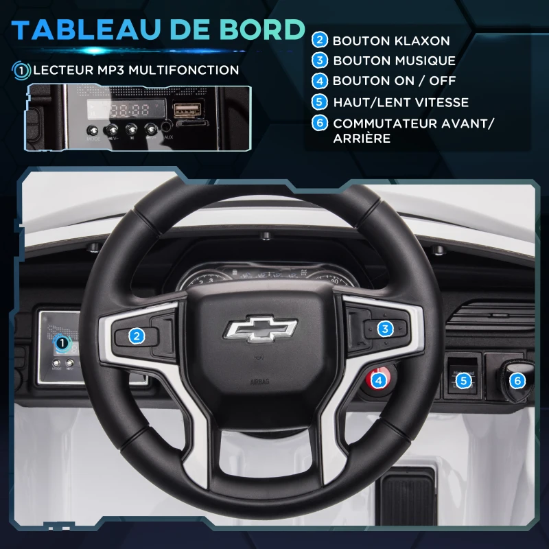 HOMCOM Voiture véhicule électrique enfant 12 V - télécommande parentale fournie - V. Max. 3 Km/h - effets sonores, lumineux blanc