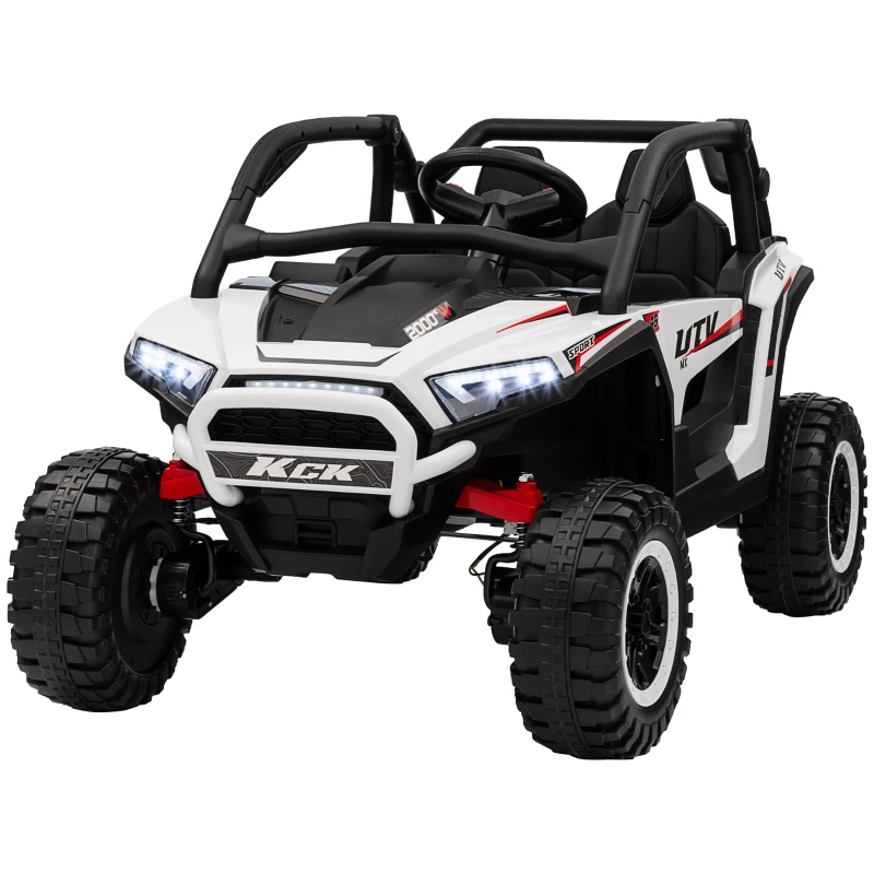 AIYAPLAY 2 Seater 24V 7AH Ride on Truck, Battery Powered Electric Ride On Car w/ Remote, Suspension, 3 Speeds, White