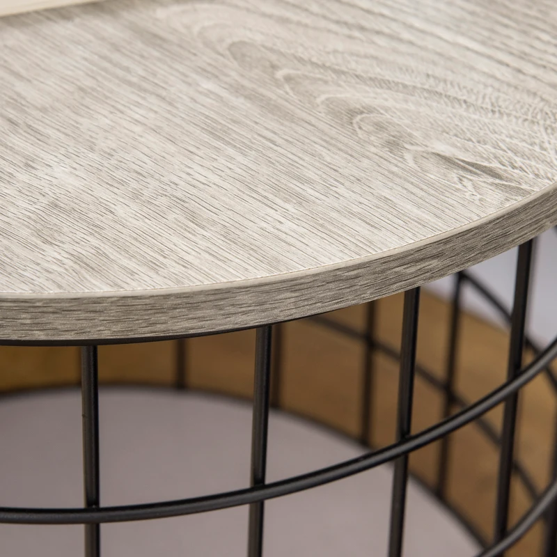 PawHut Mesa Auxiliar con 1 Orificio para Gatos Pequeños Estante Superior y Cojín 40x40x40 cm Negro y Gris