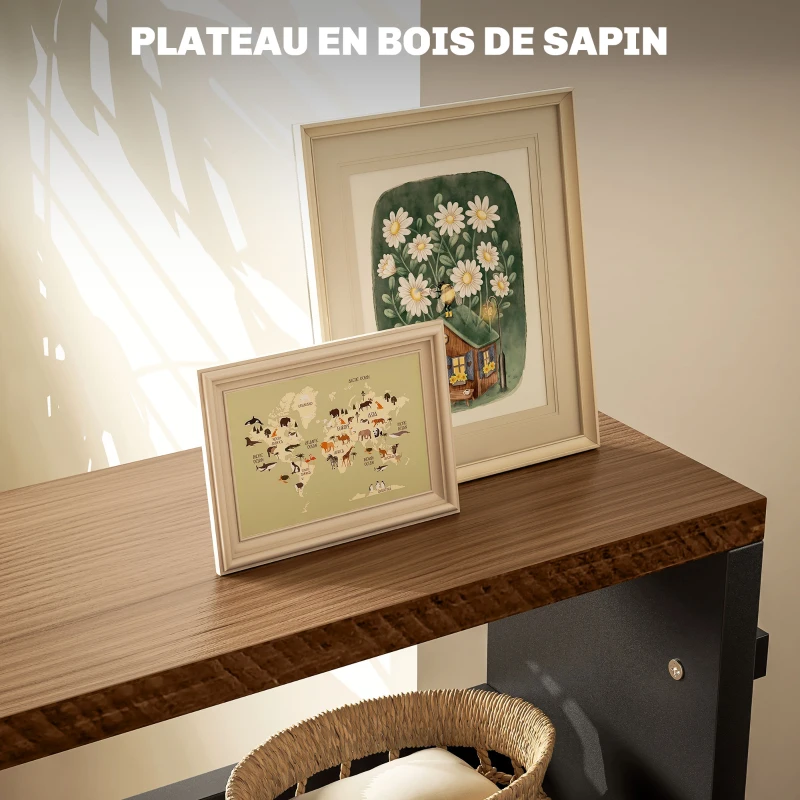 HOMCOM Chariot de rangement sur roulettes 3 niveaux de rangement et poignée, dim. 51,5l x 13P x 80H cm