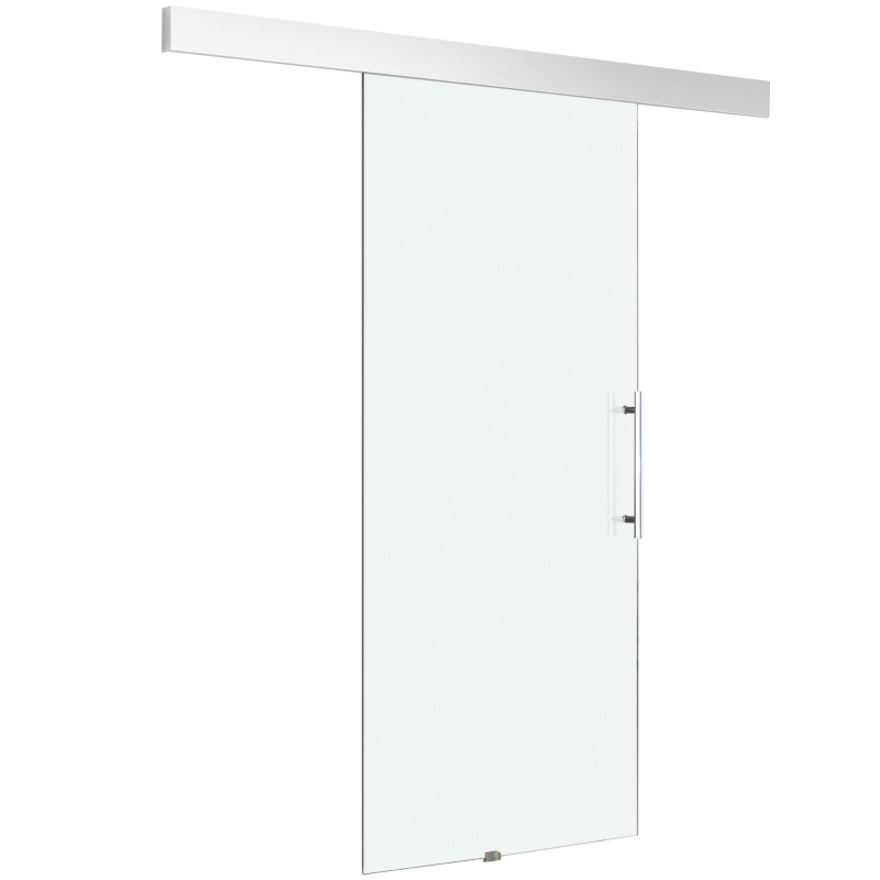 HOMCOM Porta Scorrevole Interna in Vetro Smerigliato con Binario B1 e Maniglia per Bagno Cucina Studio Vetro 205x 90x 0.8cm
