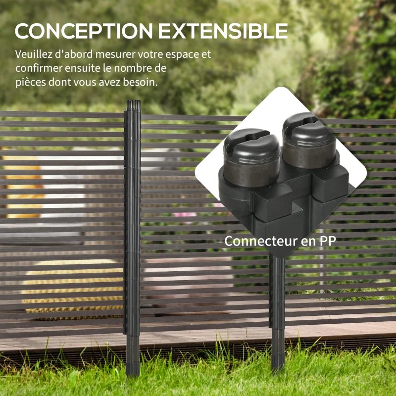 Outsunny Panneau clotûre de jardin brise vue en métal extérieur avec pieds ou piquets à planter, modulaire, 93L x 22l x 150H cm