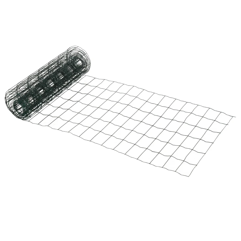 PawHut 0.6M x 10M Chicken Wire Mesh Roll Rabbit Poultry Animal Fence PVC Coated Steel Metal Garden Netting Fencing