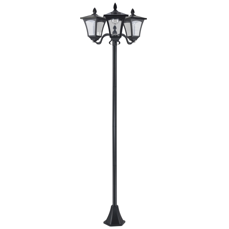 Outsunny Lampada da Giardino Solare 3 LED Lampada da Terra Esterno Classico IP44, 51.5x47x182.5cm