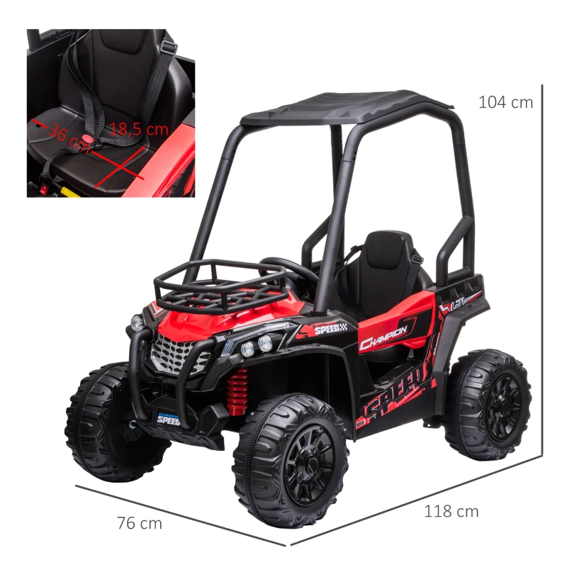 HOMCOM Voiture électrique Enfant 3 à 8 Ans - Buggy Quad électrique 120 W - V. Max. 6 Km/h - télécommande - Effets Lumineux sonores - Rouge