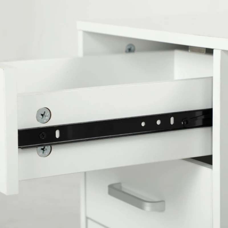 HOMCOM Cassettiera Portadocumenti da Ufficio con 3 Cassetti, Ruote, Serratura e Chiavi, 60x40x56 cm, Bianco