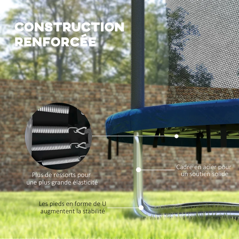 SPORTNOW Trampoline pour enfant trampolines de jardin avec filet de sécurité structure en acier Ø 183 x 200 cm bleu