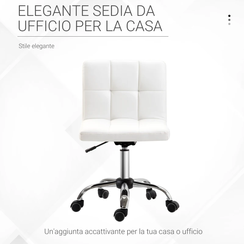 HOMCOM Sedia da Ufficio Ergonomica, Sedia Girevole Altezza Regolabile in Pelle Sintetica 46 × 51 × 80-92cm