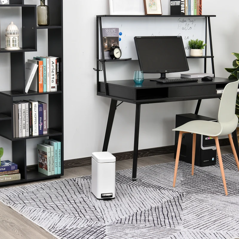 HOMCOM Poubelle à pédale de salle de bain 5 L métal blanc