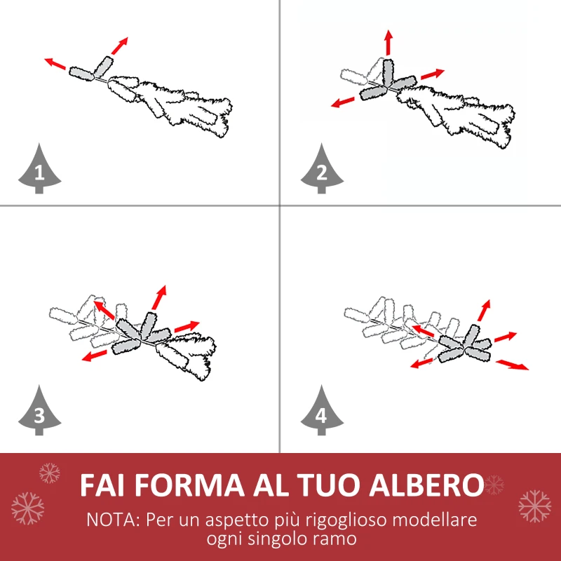 HOMCOM Albero di Natale a Fibre Ottiche 90cm Albero di Natale Artificiale con 12 Luci LED di 3 Colori e Rami in Plastica