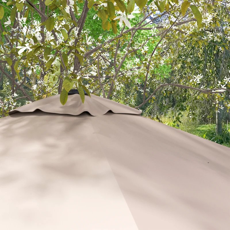 Outsunny Ombrellone 3x3 m a Braccio con 8 Stecche, Pedale e Manovella, in Alluminio e Poliestere, color Khaki
