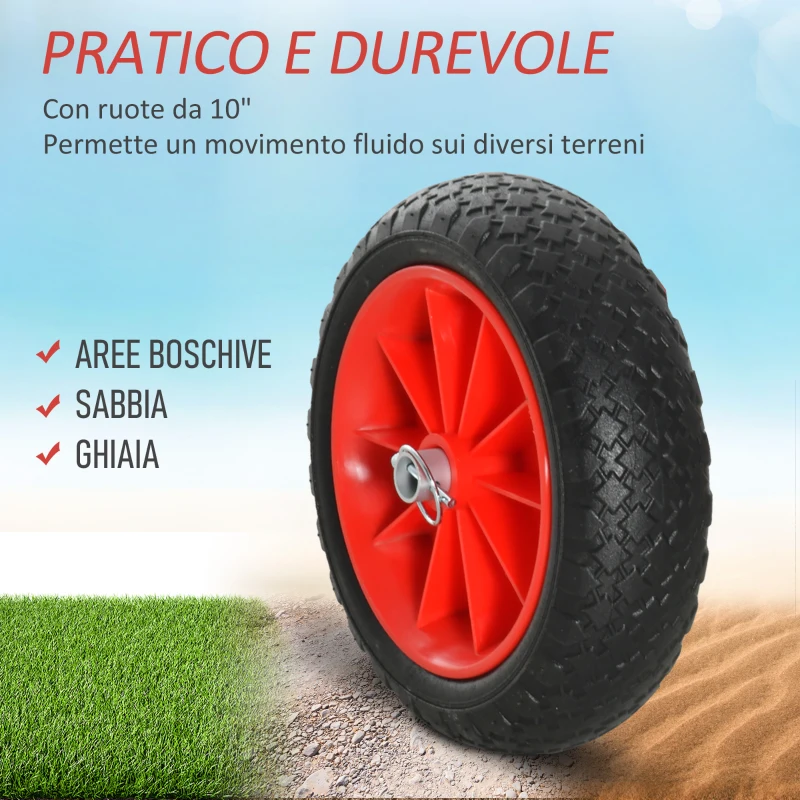 HOMCOM Carrello per Kayak Pieghevole Pneumatici 25cm Adatto a Tutte Superfici