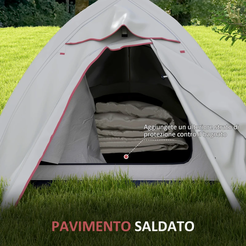 Outsunny Tenda da Campeggio con Borsa da Trasporto, in Poliestere e Alluminio, 300x135x110 cm, Grigio Chiaro