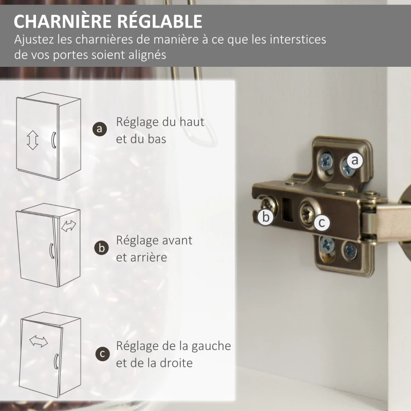 HOMCOM Armoire de cuisine multi-rangements 4 portes 3 tiroirs étagère + grand plateau 100L x 39,5l x 183,5H cm blanc