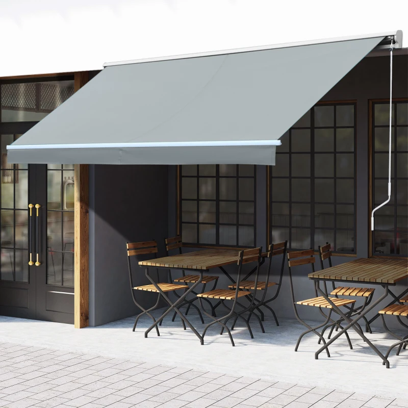 Outsunny Store banne Manuel rétractable Lumineux LED Aluminium Polyester Haute densité imperméabilisé dim. 3L x 2,5l (avancée) m Gris