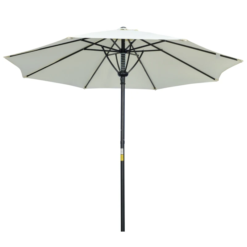 Outsunny Garden 3 m Parasol Umbrella, Outdoor Market Table Umbrella Sun Shade Canopy with 8 Ribs, Easy Push to Open, Cream