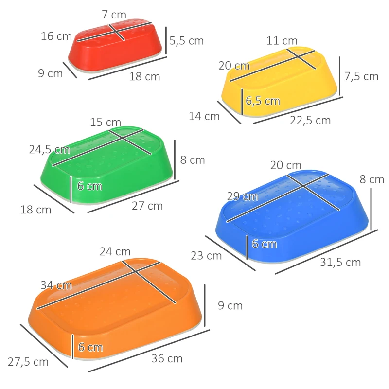 ZONEKIZ Juego de Equilibrio Infantil Set de 5 Piezas para Entrenamiento de Equilibrio y Coordinación 36x27,5x31 cm Multicolor
