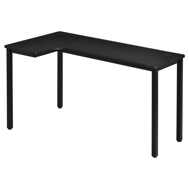 HOMCOM L-Shaped Gaming Desk, Computer Corner Desk, Home Office Workstation with Cable Management, 145 x 81 x 76cm, Black, Left