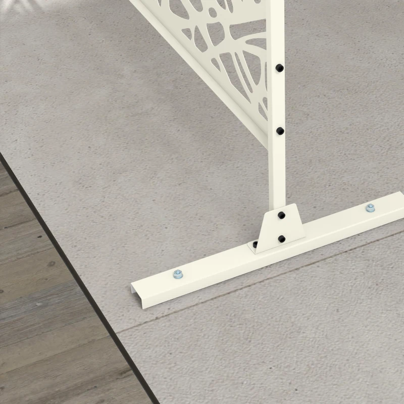 Outsunny Panneau brise vue décoratif paravent extérieur à motif géométrique ajouré en métal - 122 x 45 x 198 cm, blanc