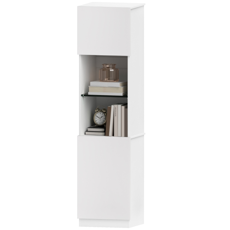 HOMCOM Bibliothèque meuble de rangement étagère de rangement avec 2 portes étagères ajustables 40 x 38 x 160 cm blanc