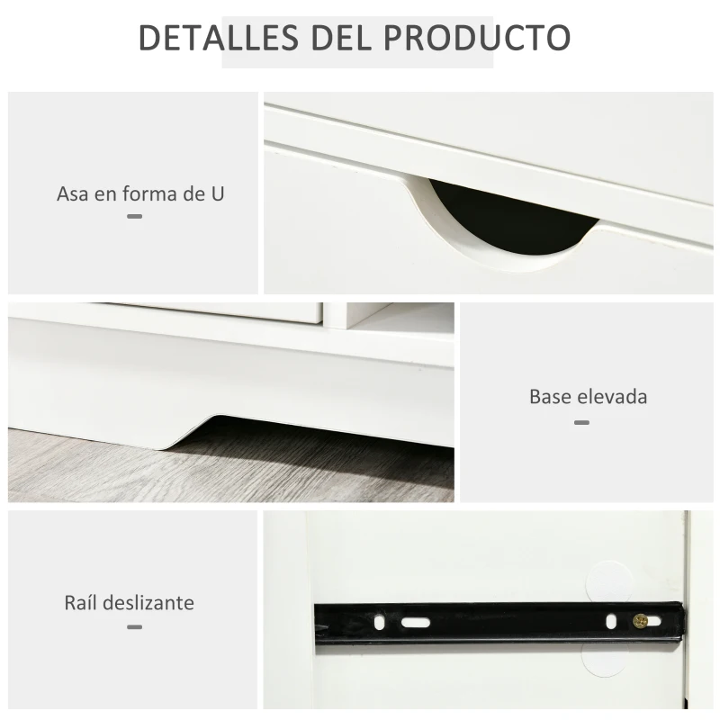 HOMCOM Banco Zapatero con Asiento Estantes y 2 Cajones Capacidad para 4 Pares de Zapatos 80,5x30,5x43,5 cm Blanco y Gris