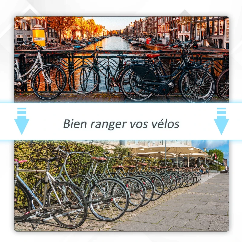 HOMCOM Râtelier 5 vélos range-vélos support rangement vélo à pneu 65 mm dim. 145L x 33l x 27H cm acier noir