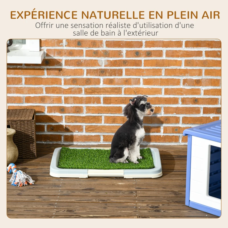 PawHut Toilette pour chien litière avec tapis en gazon artificiel plateau et panneau grillagé 63 x 48,5 cm