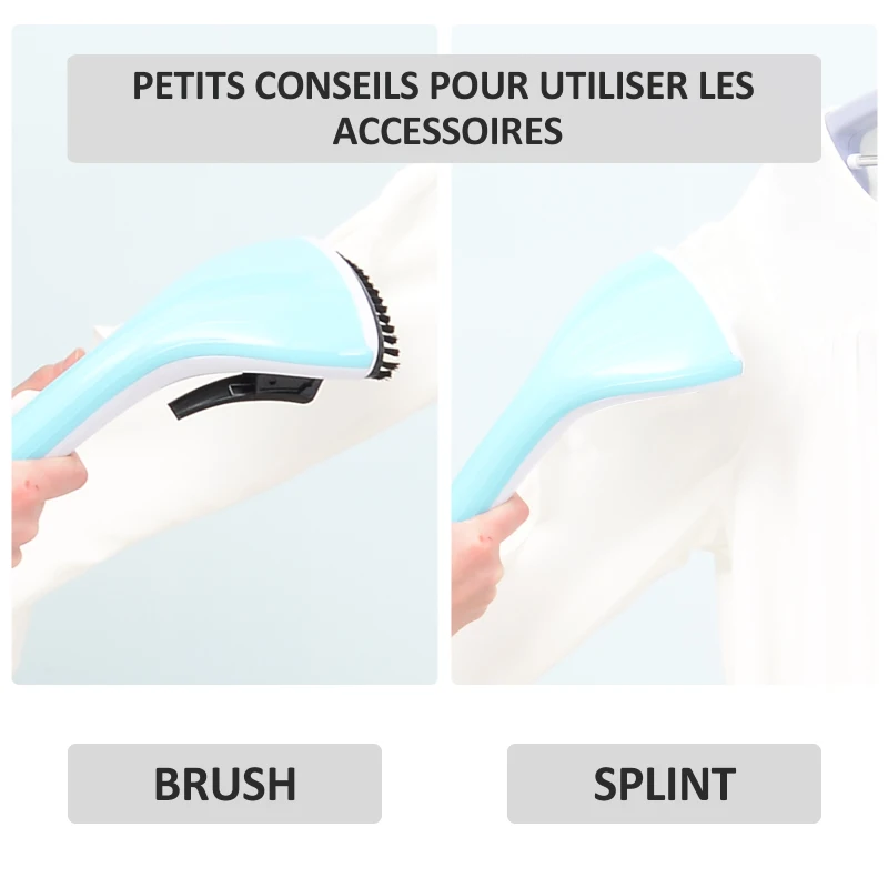 HOMCOM Défroisseur vapeur vertical défroisseur à vêtements 2 L 1800 W débit vapeur 30g/min 2 tiges telescopiques blanc bleu
