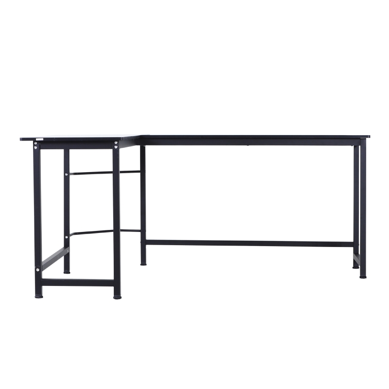 Vinsetto Scrivania a L per Casa e Ufficio ad Angolo Piedini Regolabili per Lavoro, Studio o Gaming Nera Pannello Truciolare di Grado E1, Metallo 168Lx120P x75Acm