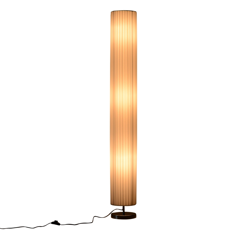 HOMCOM Lampe lampadaire colonne sur pied design contemporain dim. 20L x 20l x 160H cm lumière tamisée 40 W métal chromé tissu blanc