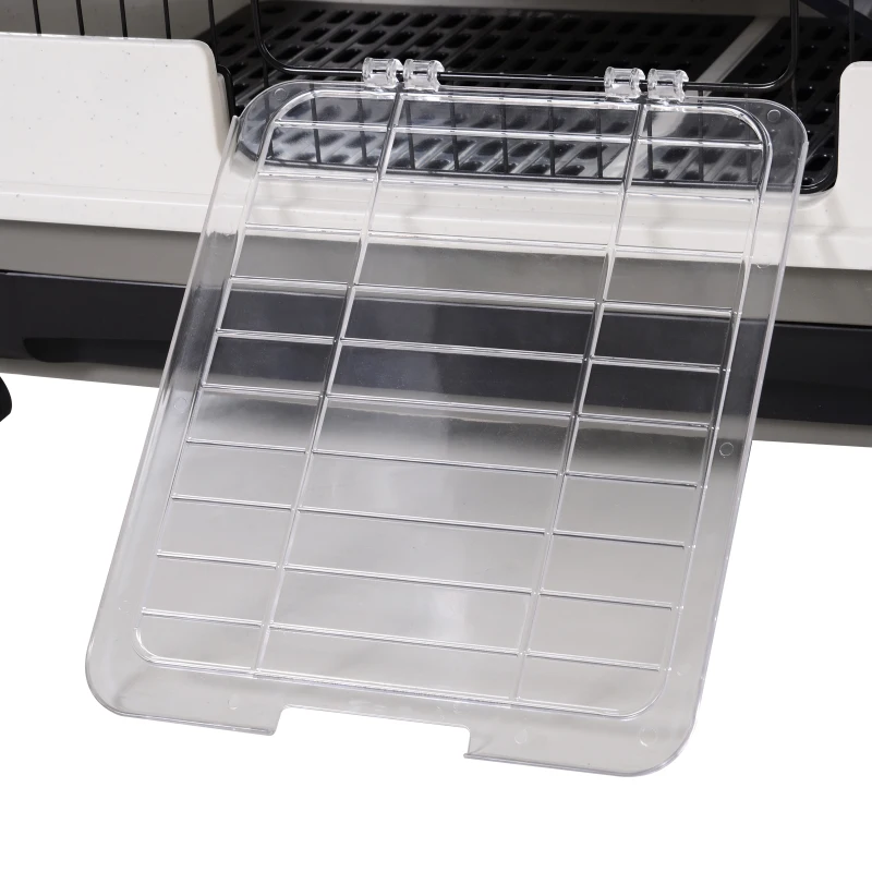 PawHut Four-Tier Small Animal Cage, for Bunnies, Ferrets, Chinchillas w/ Wheels, Tray - Black