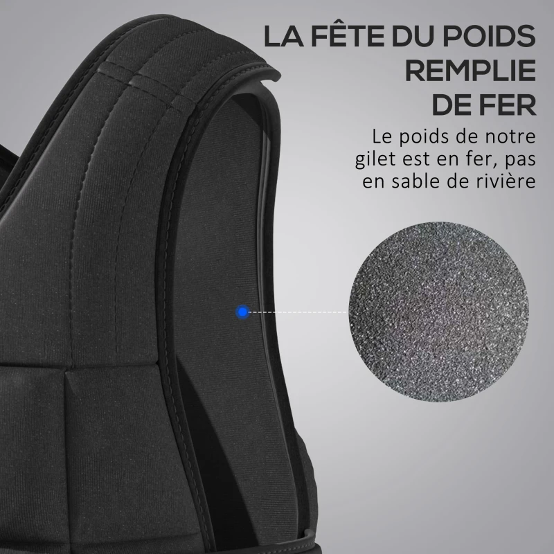 HOMCOM Gilet lesté réglable veste lestée 20 Kg max. poids amovibles entrainement musculation exercice boxe oxford noir