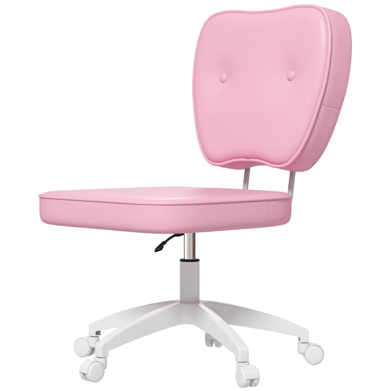 Vinsetto Silla de Oficina Giratoria Tapizada en PU con Altura Ajustable sin Brazos Carga 120 kg 46x59x82-92 cm Rosa