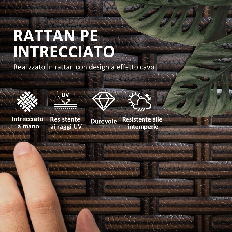 Outsunny Set 2 Lettini Prendisole con Cuscini Imbottiti e Tavolino in Rattan PE, Marrone e Beige