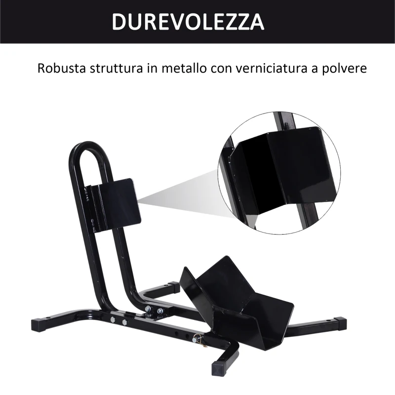 HOMCOM Blocca Ruota Moto Regolabile su 3 Livelli da 250 kg max in Metallo, 60x55x43 cm, Nero