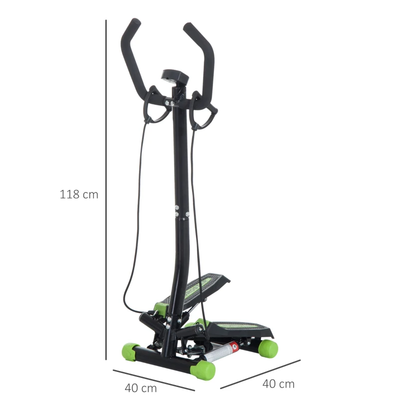 HOMCOM Stepper Professionale con Manubrio e Corde in Acciaio per Allenamento a Casa, 40 x 40 x 118cm, Nero