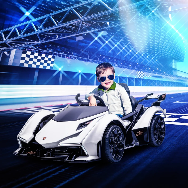 HOMCOM Macchina Elettrica per Bambini Lamborghini con Telecomando, Fari LED e Musica, Età 3+ Anni, Bianco