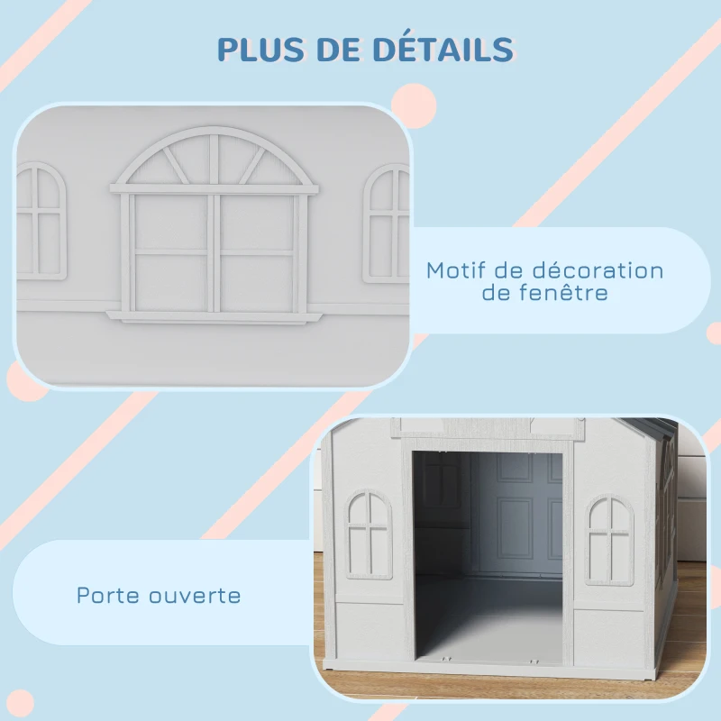PawHut Niche d'extérieur en PP blanc pour chiens de petite et moyenne taille - 65 x 75.7 x 63 cm