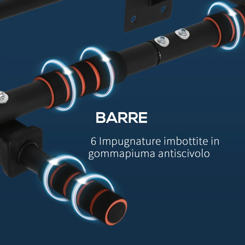 HOMCOM Sbarra per Trazioni Multifunzione in Acciaio da Parete, 94x51x18cm, Nera