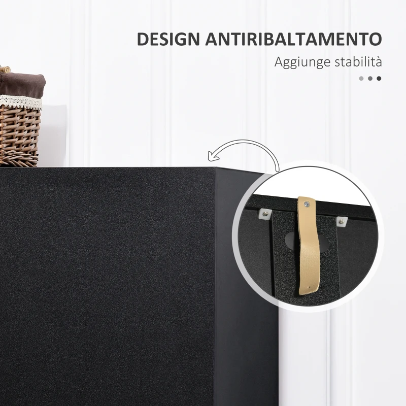 HOMCOM Armadio 2 Ante Moderno con 4 Ripiani, Guardaroba in Legno MDF 80x40x180cm, Nero