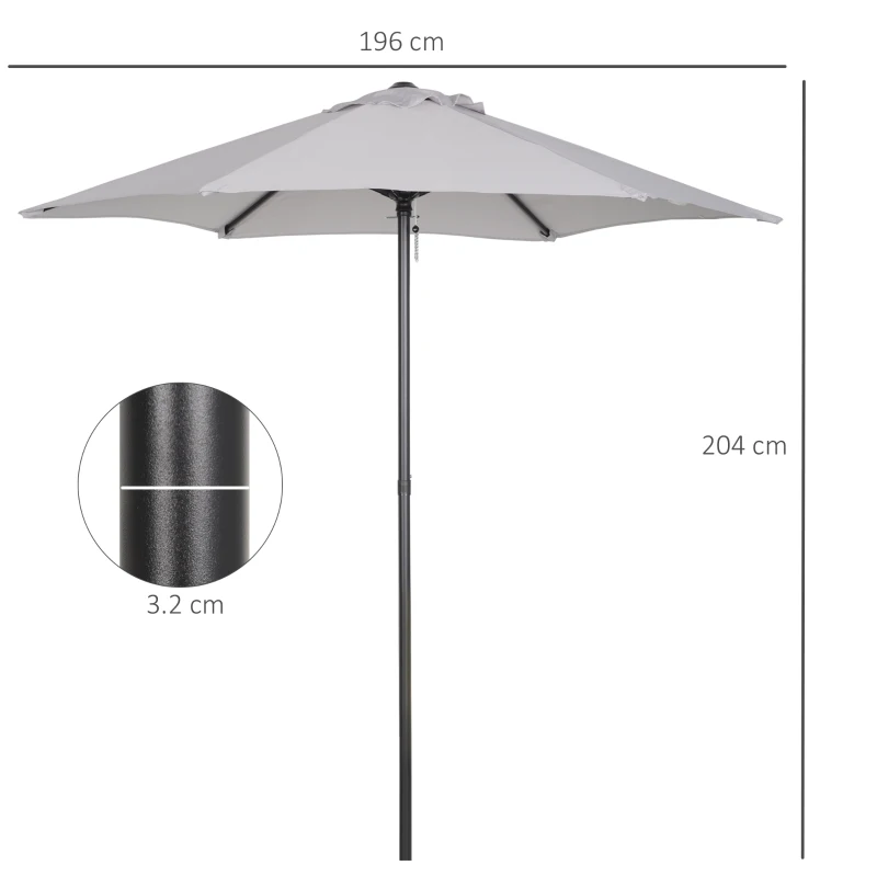 Outsunny Ombrellone 2x2 m da Giardino con Palo Centrale, Ombrellone per Esterno in Alluminio, Grigio Chiaro